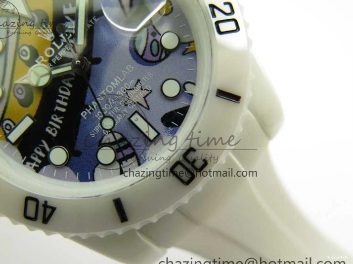 Ceramic Edition 40mm White Dial Submariner Painting White on Best Strap SA3135 Rubber 5GF 0104